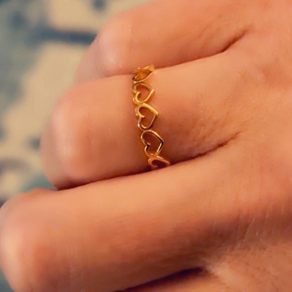 14k Gold Vermeil Simple Eternity Heart Ring - Picture 3 of 12